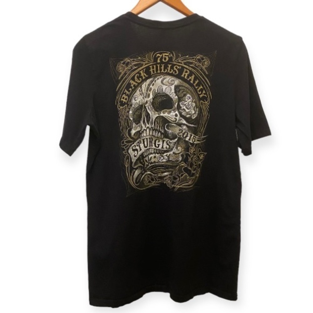 Sturgis T Shirt 2015 Black Hills 75Th Rally Skull Biker Black Mens Size 2XL